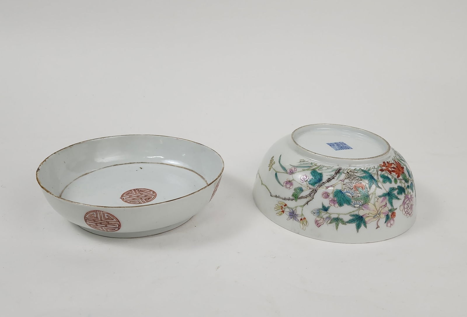 Lot of 2 Antique Chinese Famille Rose Porcelain Bowls (1 of 12)