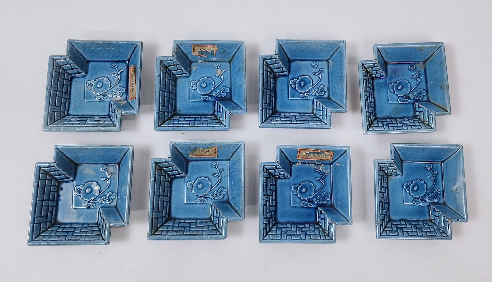 Set of 8 Japanese Blue Glazed Small Dishes (1 of 5)