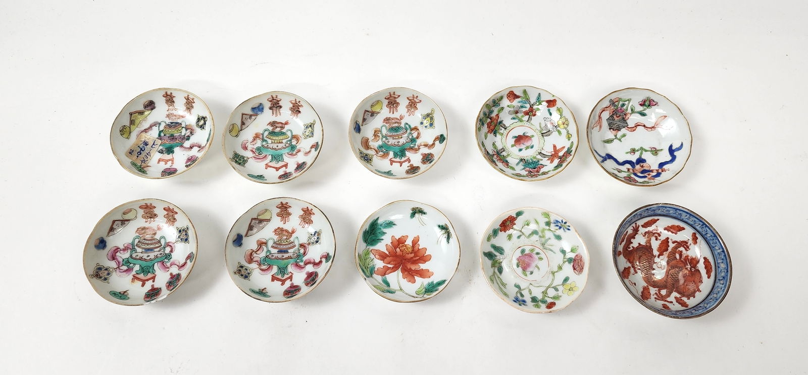 Lot of 10 Antique Chinese Famille Rose Small Dishes (1 of 8)