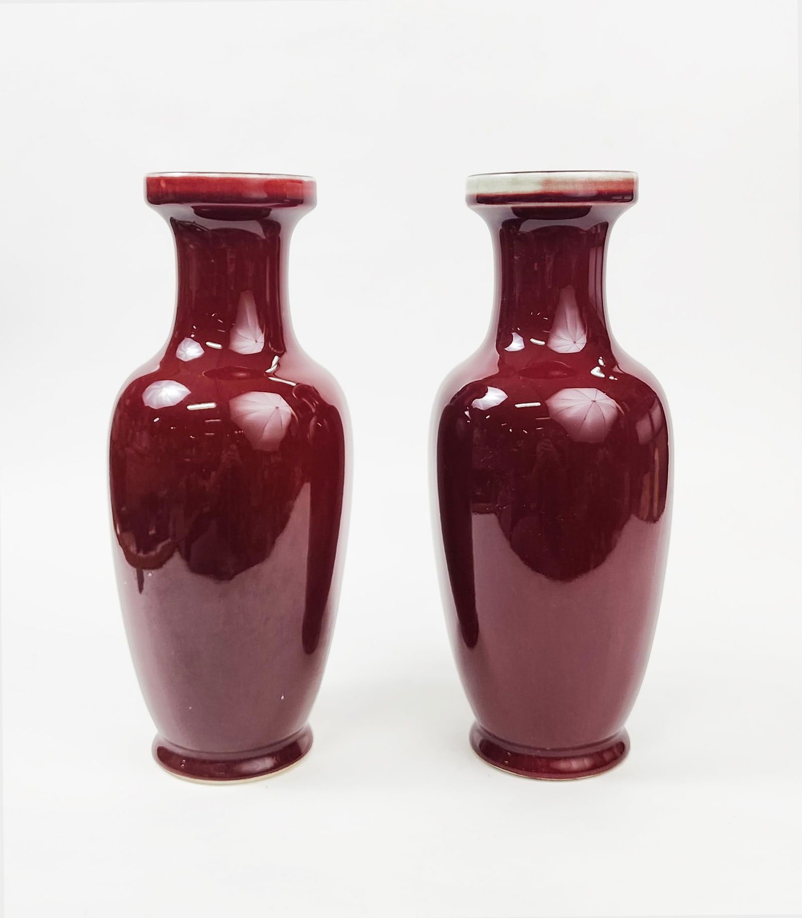 Pair of Chinese Export Jingdezhen Copper Red Glazed Vases (1 of 5)