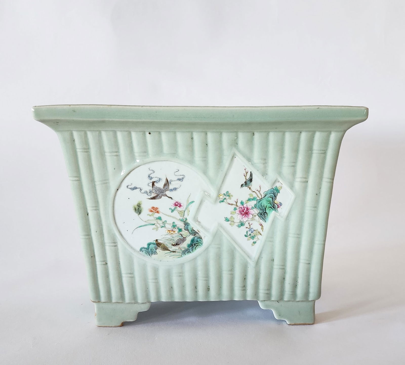 Chinese Famille Rose Enameled Celadon Glazed Planter (1 of 12)