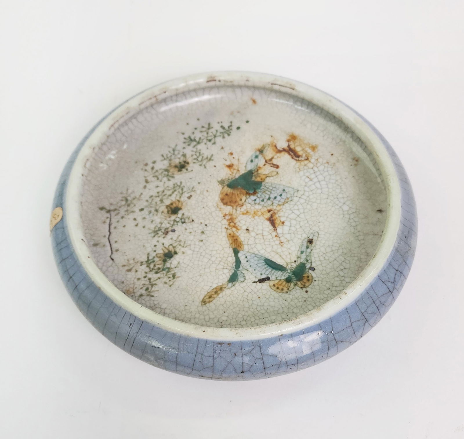 Antique Chinese Blue Crackle Glazed Porcelain Brush Wash Bowl (1 of 6)