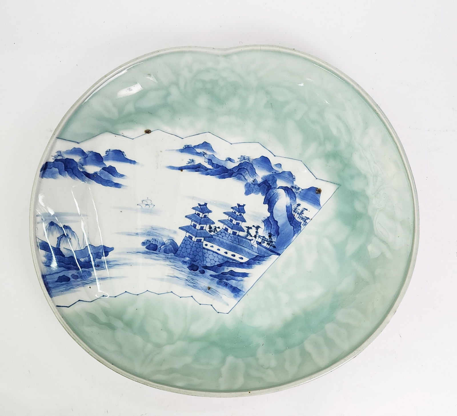 Antique Chinese Blue & White, Celadon Glazed Large Platter (1 of 5)