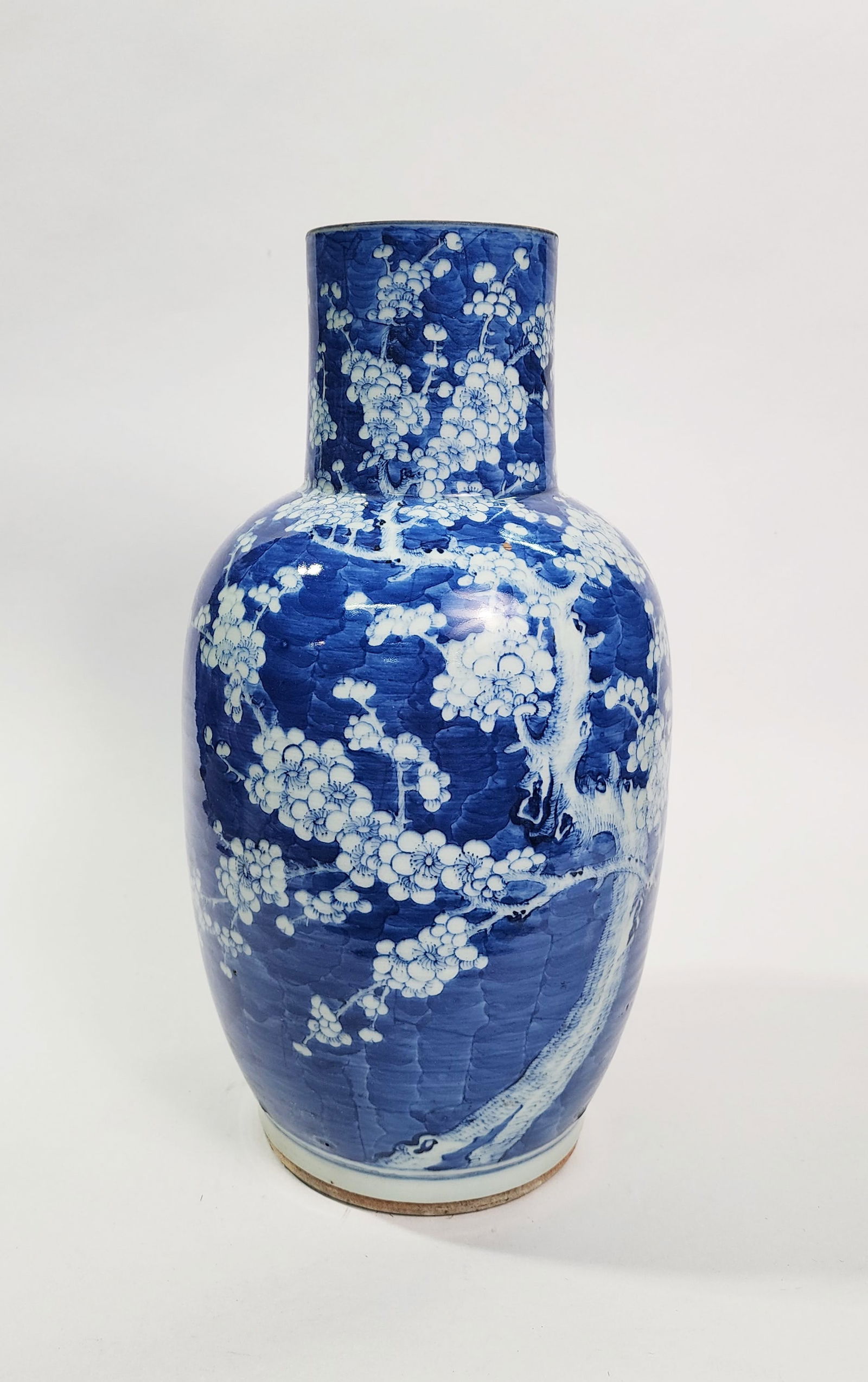 Antique Chinese Blue & White Hawthorn Pattern Porcelain Vase (1 of 7)