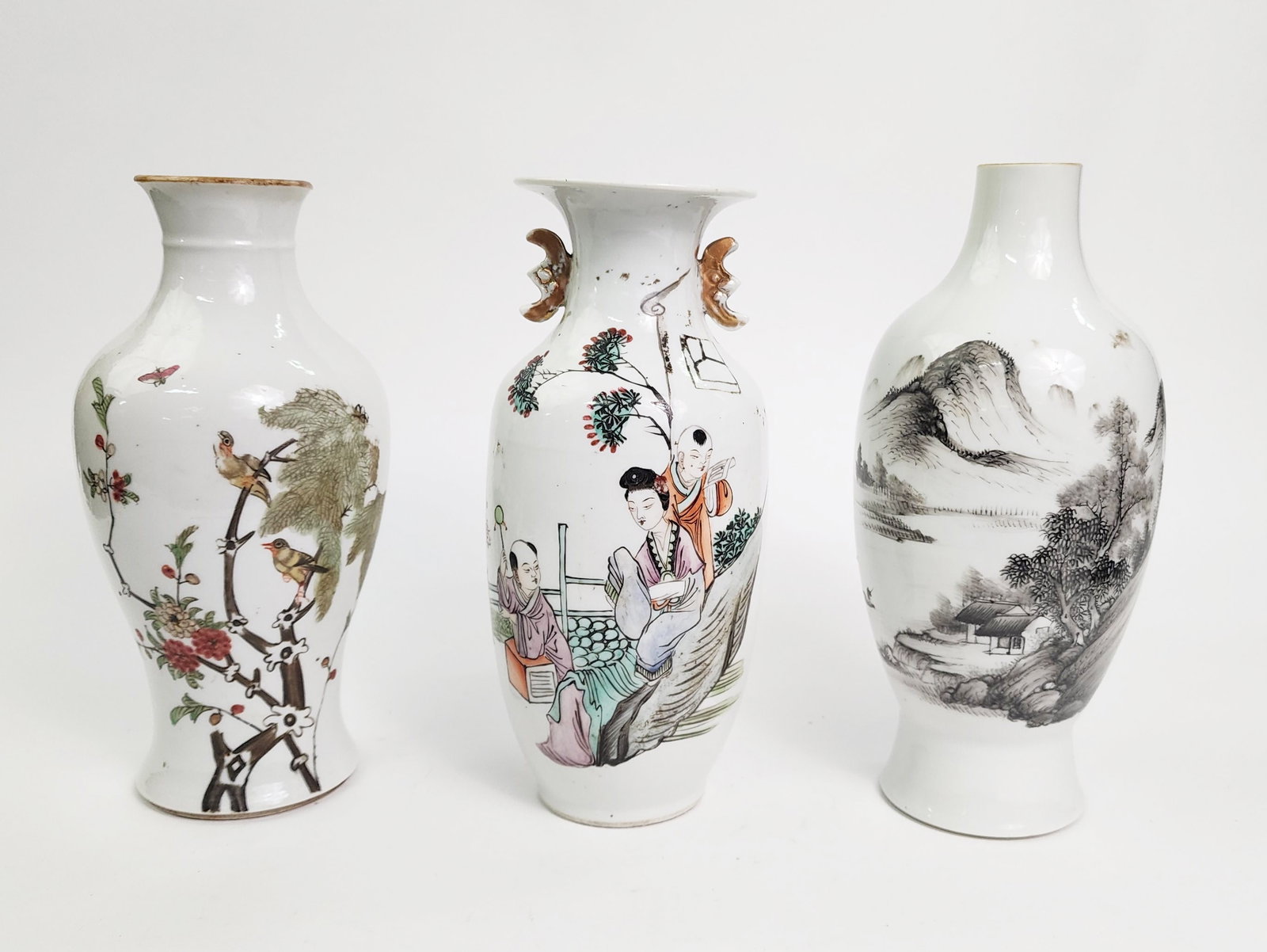 Lot of 3 Antique Chinese Qianjiang Porcelain Vases: Lot of 3 Antique Chinese Qianjiang Porcelain Vases, ca. late 19th- early 20th century. Tallest h. 9.25 inches.