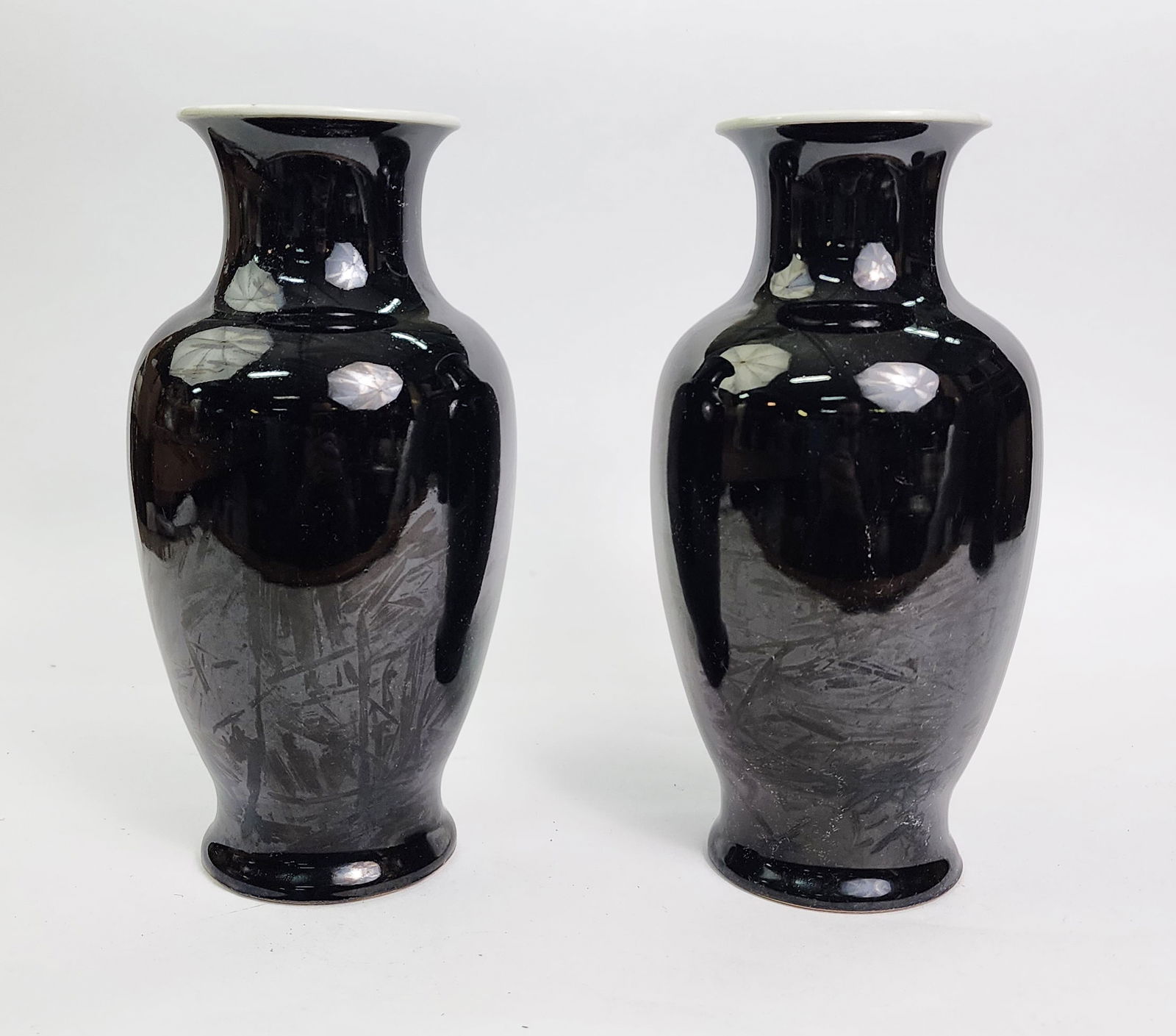 Pair of Antique Chinese Black Glazed Vases (1 of 6)