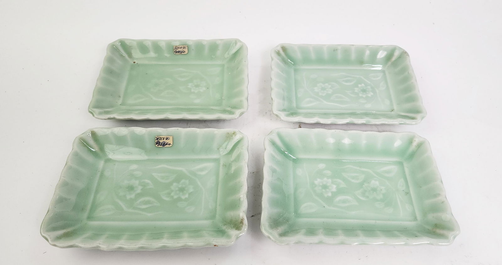 Set of 4 Antique Chinese Celadon Glazed Porcelain Trays (1 of 3)