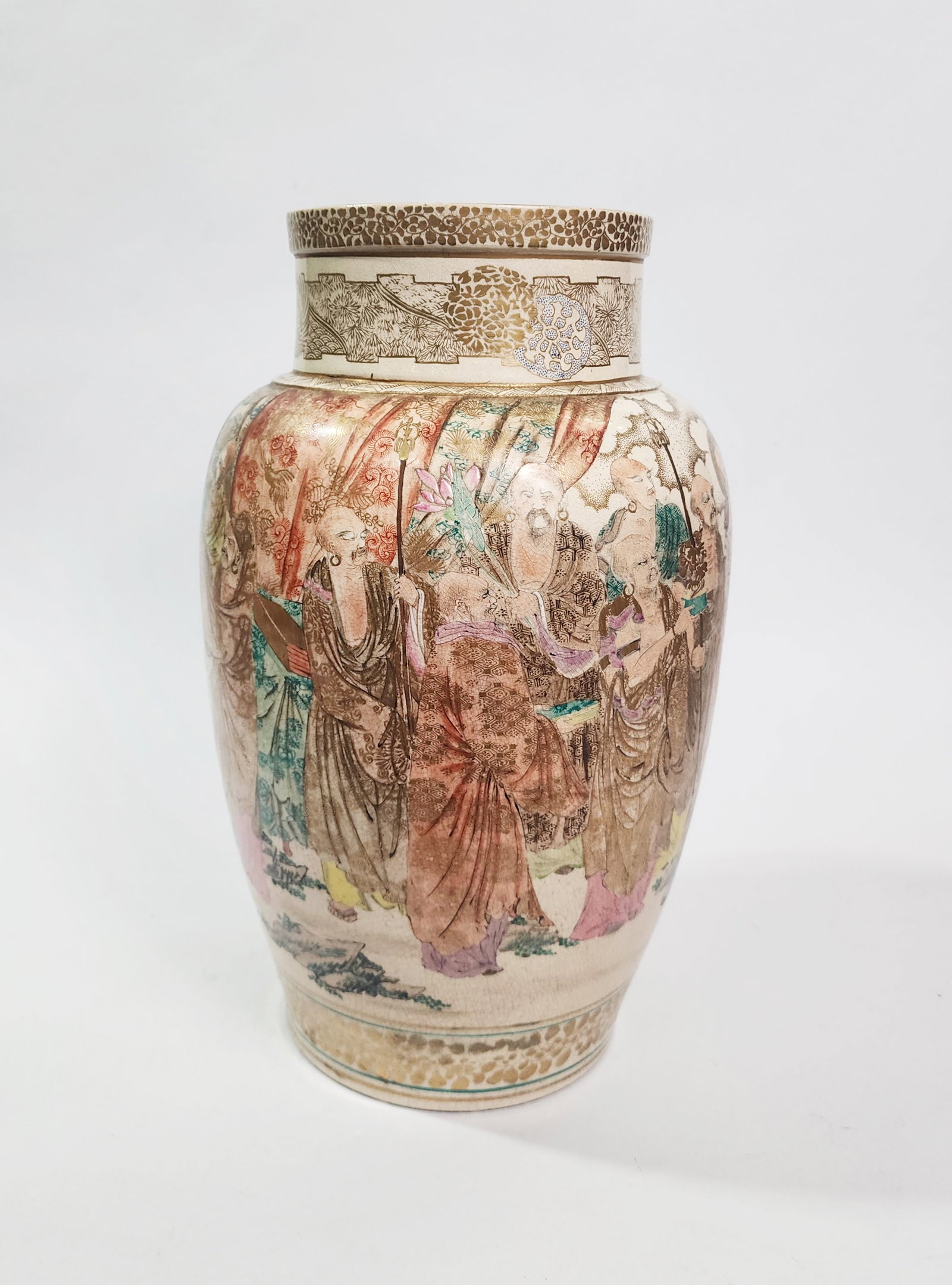 Antique Japanese Satsuma Porcelain Vase: Antique Japanese Satsuma Porcelain Vase, h. 14 inches, circa late 19th- early 20th century.