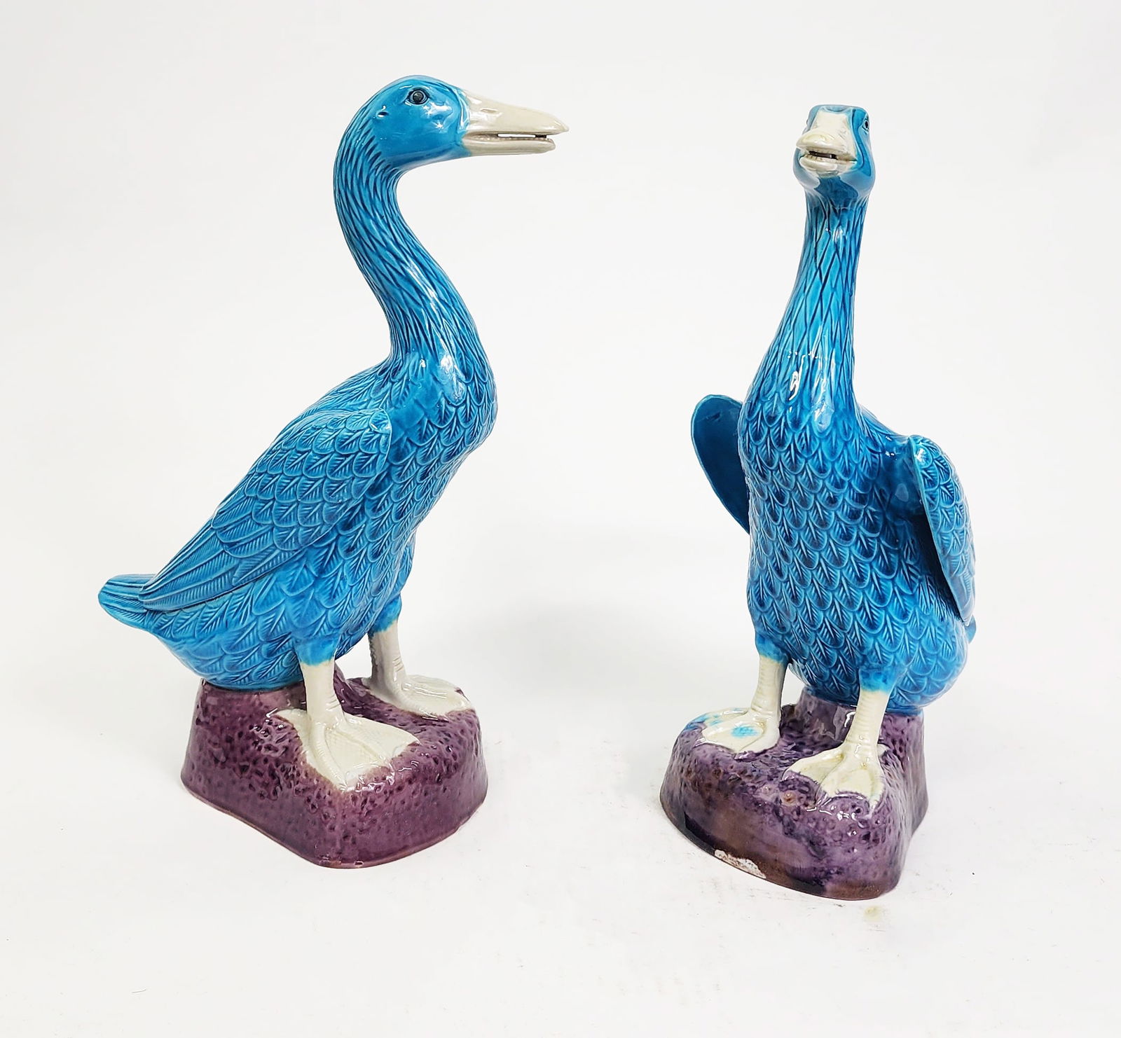 Pair of Chinese Export Turquoise Glazed Porcelain Ducks (1 of 6)