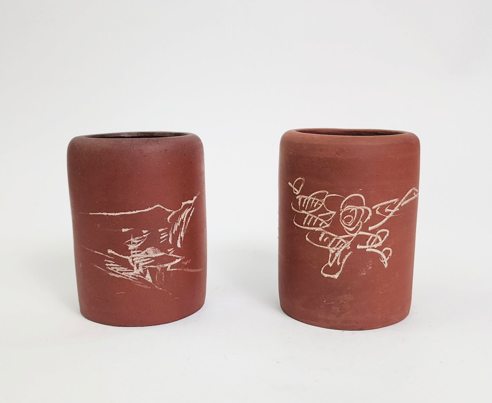 Lot of 2 Antique Chinese Yixing Brush Holders (1 of 9)