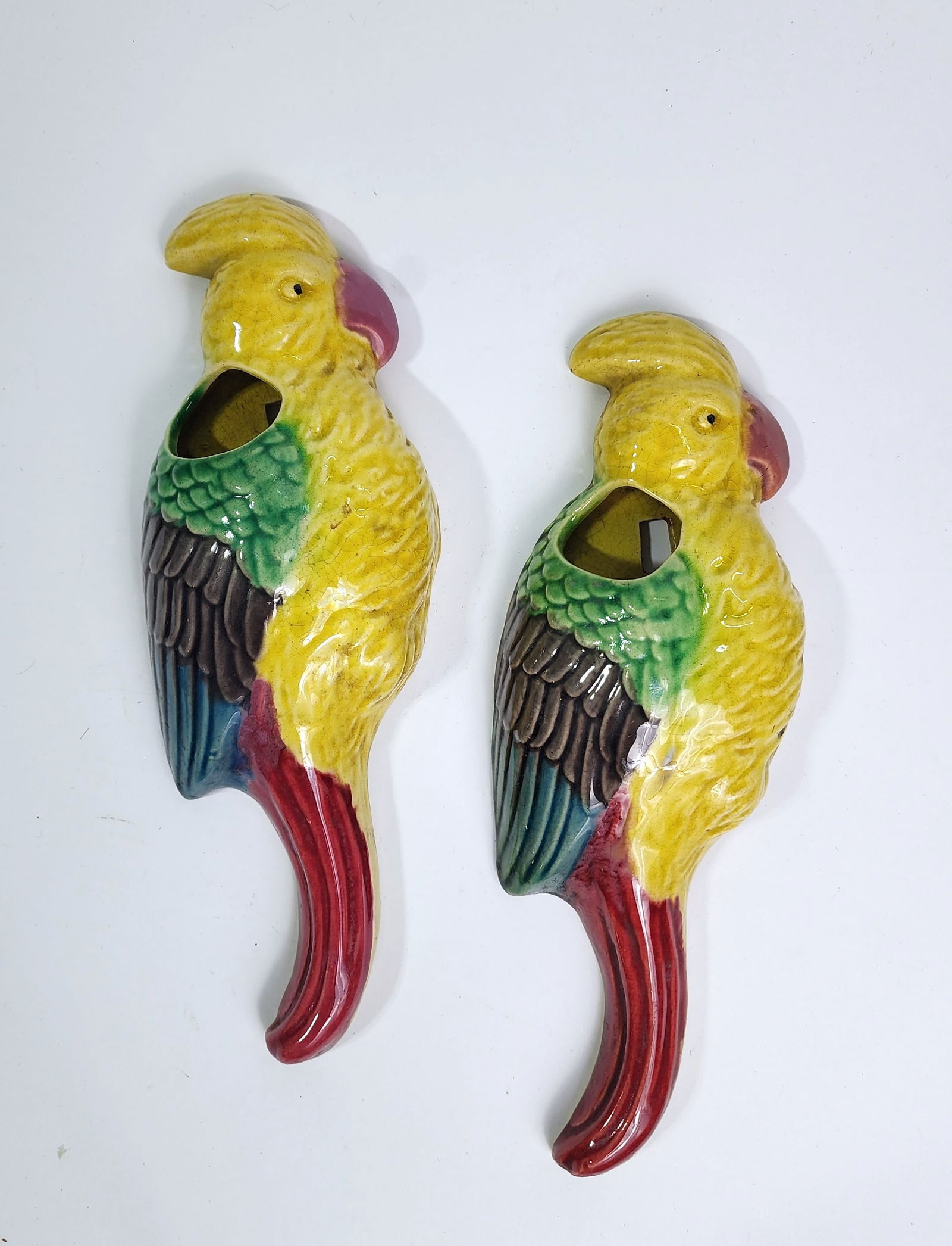 Pair of Antique Chinese Polychrome Glazed Pocket Vases (1 of 7)