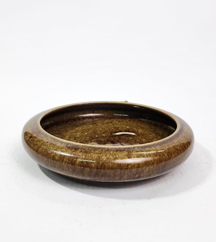 Antique Chinese Brown Glazed Porcelain Brush Bowl: Antique Chinese Brown Glazed Porcelain Brush Bowl, ca. 20th century. D 9.5 inches.