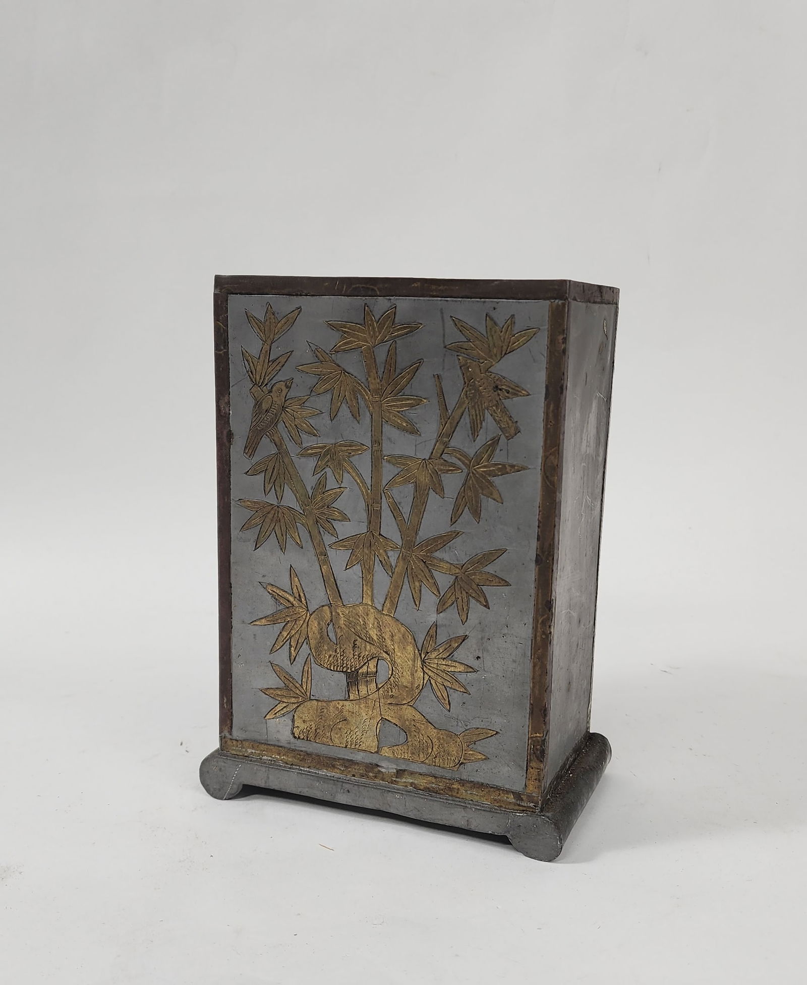 Chinese Export Pewter & Brass Vase: Chinese Export Pewter & Brass Vase, h. 8 inches, ca. 20th century.