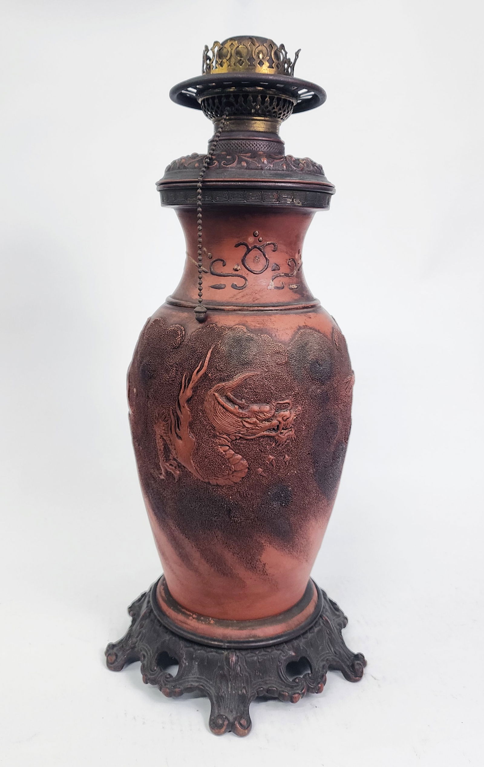 Antique Japanese Tokoname Pottery Lamp (1 of 9)