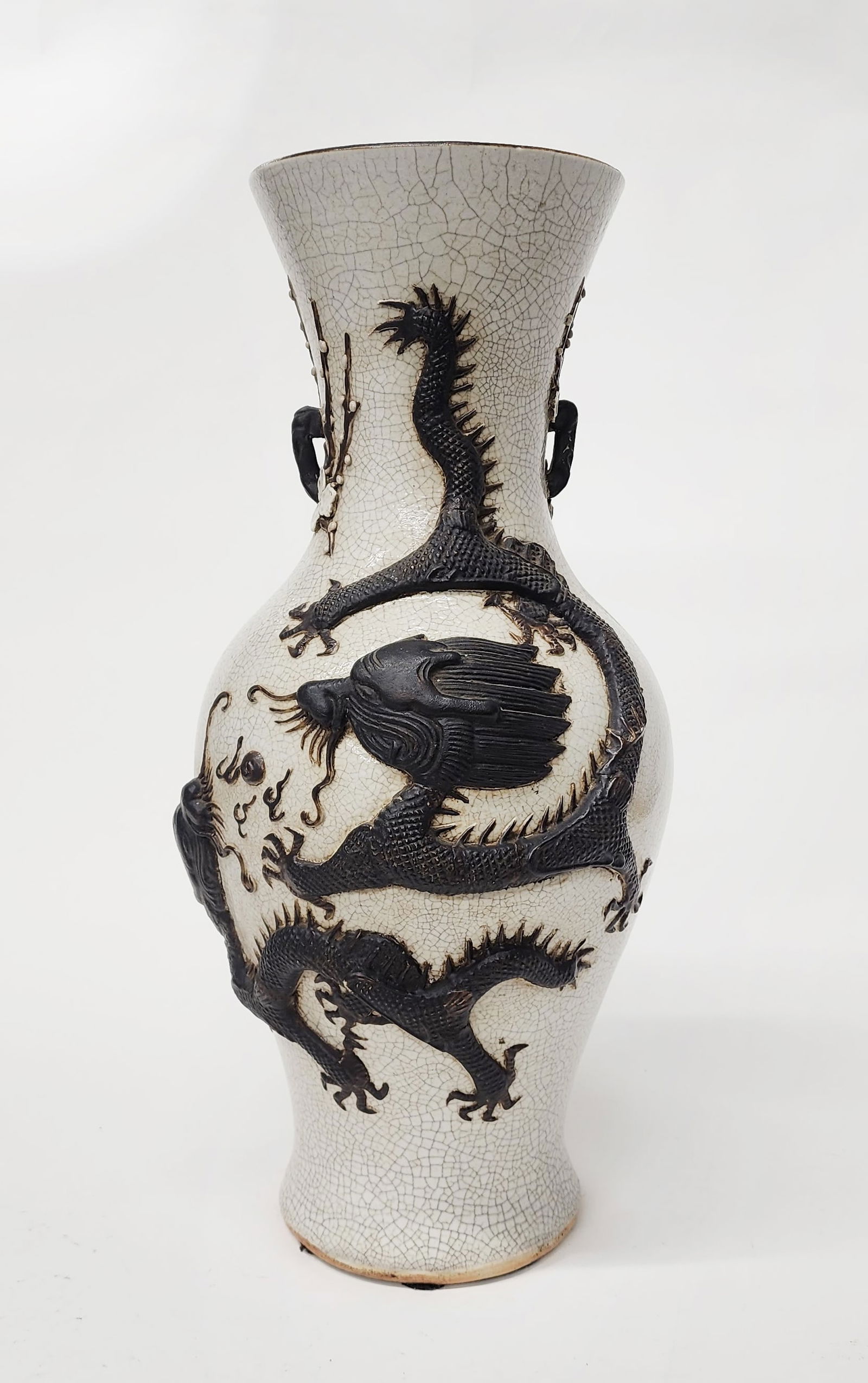 Chinese Nanking Crackle Glazed Relief Decorated Large Dragon Vase (1 of 8)