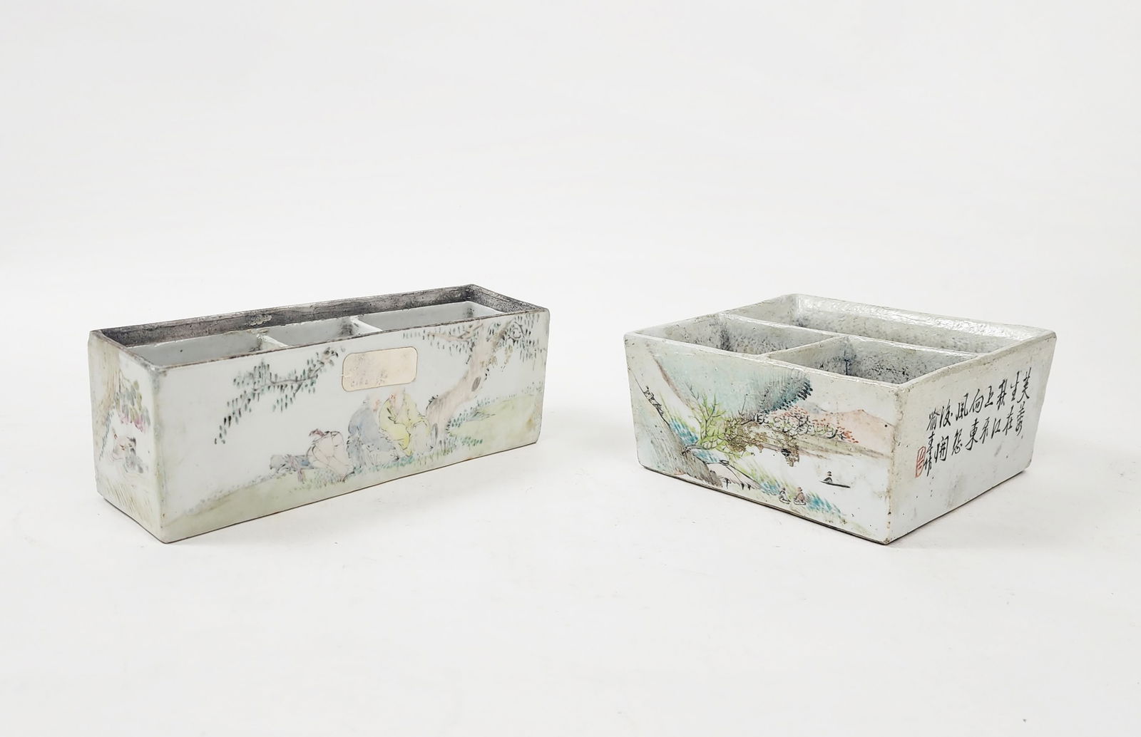 Antique Chinese Qianjiang Porcelain Scholar Desk Accessories (1 of 20)