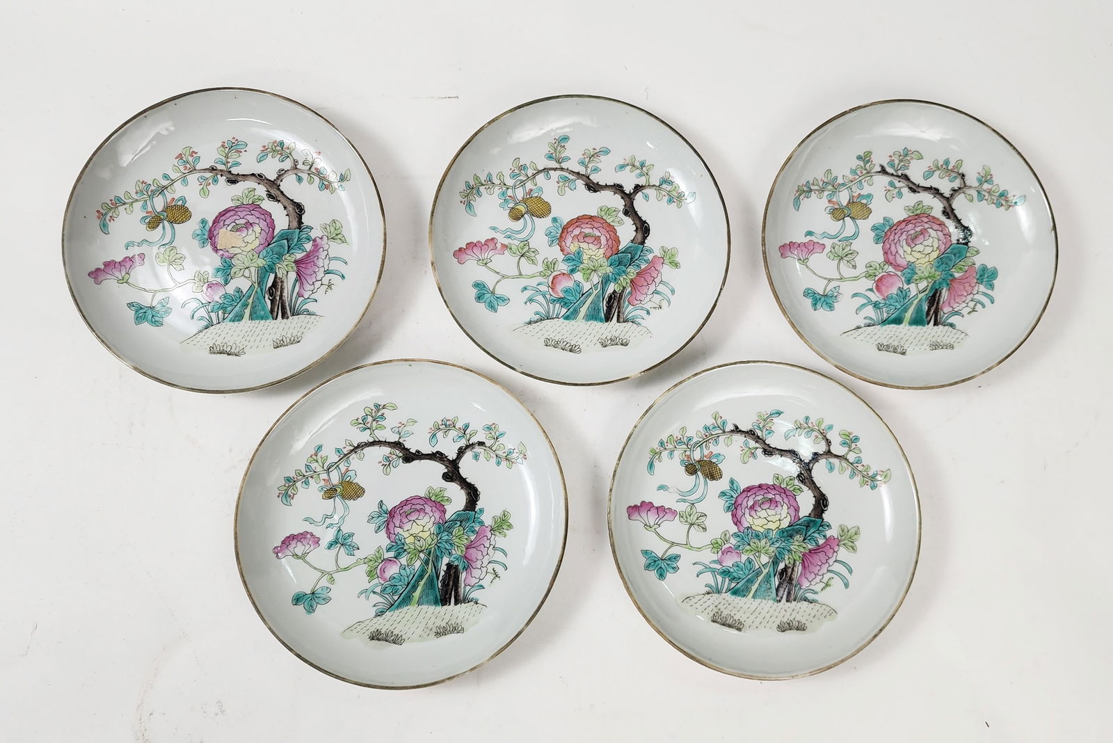 Set of 5 Antique Chinese Tongzhi Famille Rose Porcelain Plates (1 of 6)