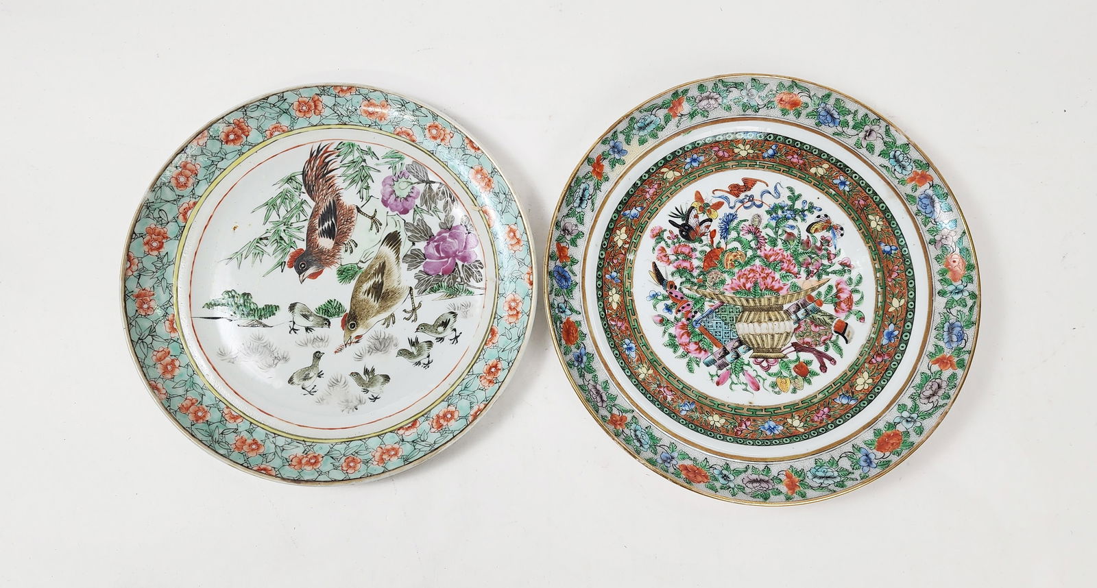 Lot of 2 Antique Chinese Export Famille Rose Plates (1 of 8)