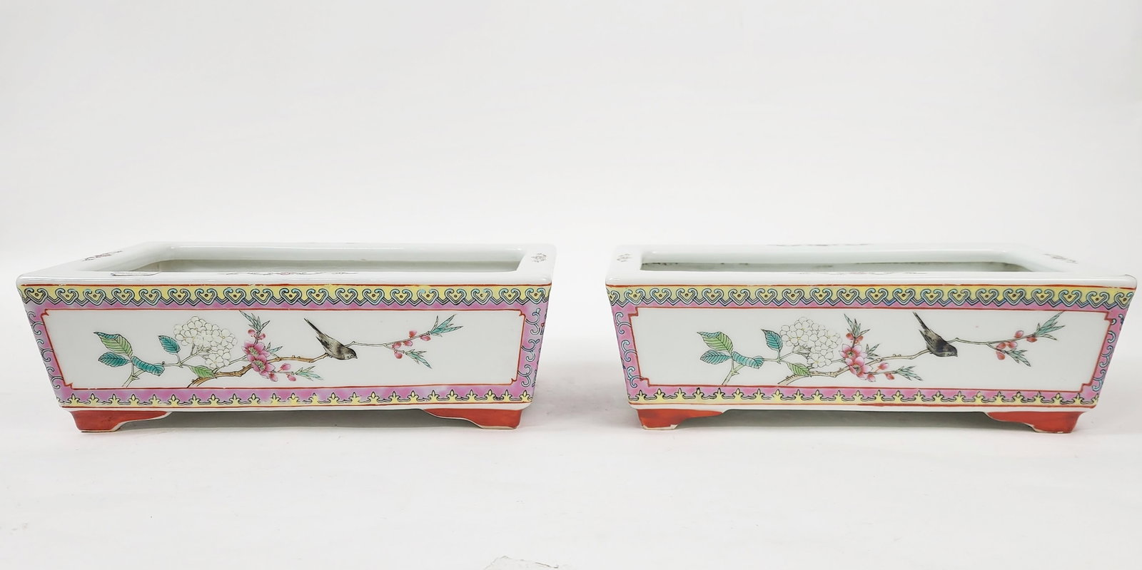 Pair of Chinese Jingezhen Porcelain Rectangle Bonsai Planters (1 of 4)