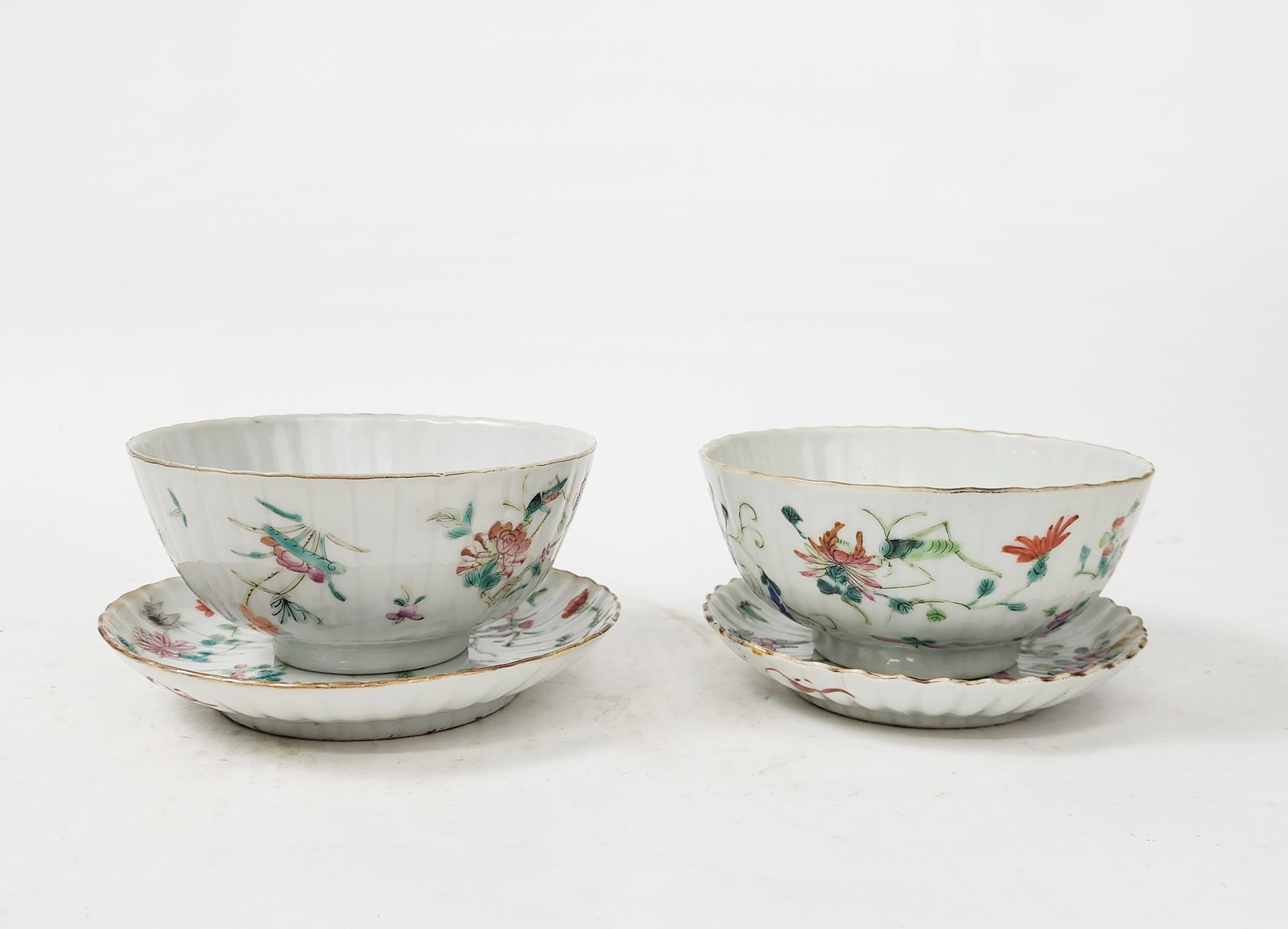 Lot of 2 Antique Chinese Famille Rose Bowl & 2 Plates (1 of 9)
