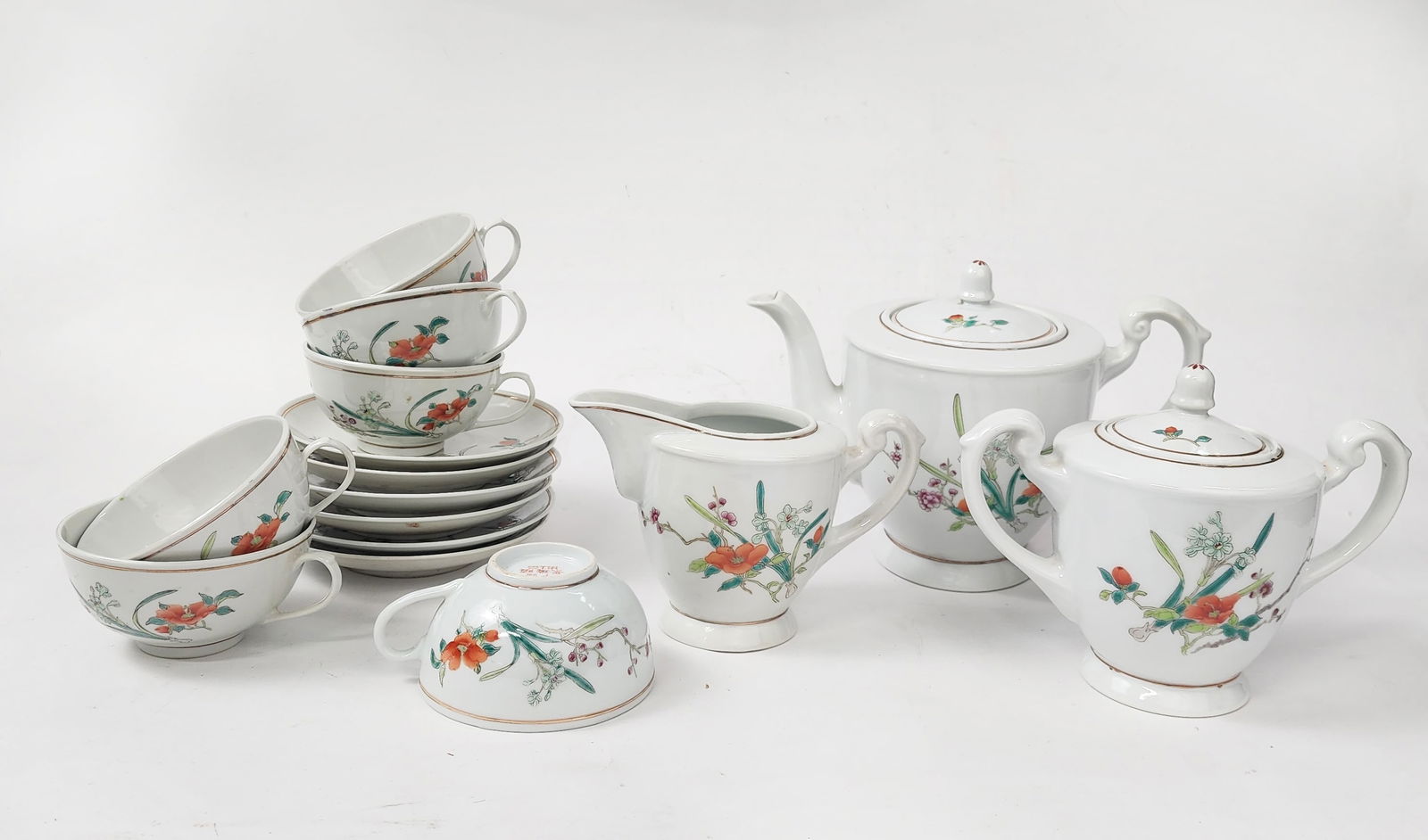 Chinese Export Jingdezhen Porcelain 17 pcs Tea Set for 6 (1 of 14)