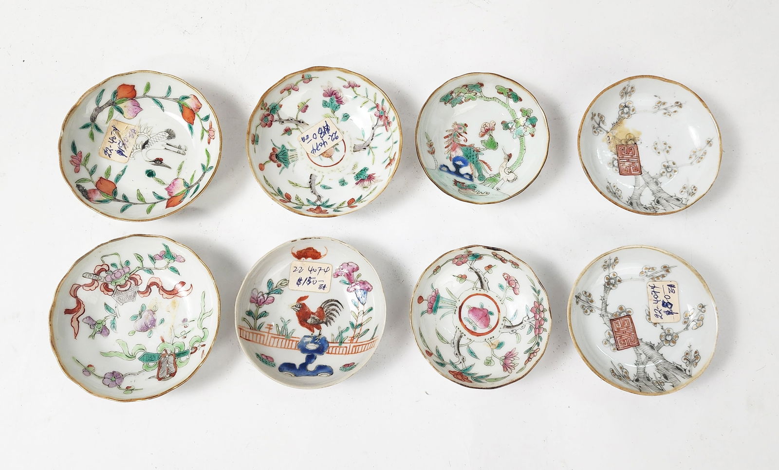 Lot of 8 Antique Chinese Tongzhi Famille Rose Porcelain Small Plates (1 of 8)