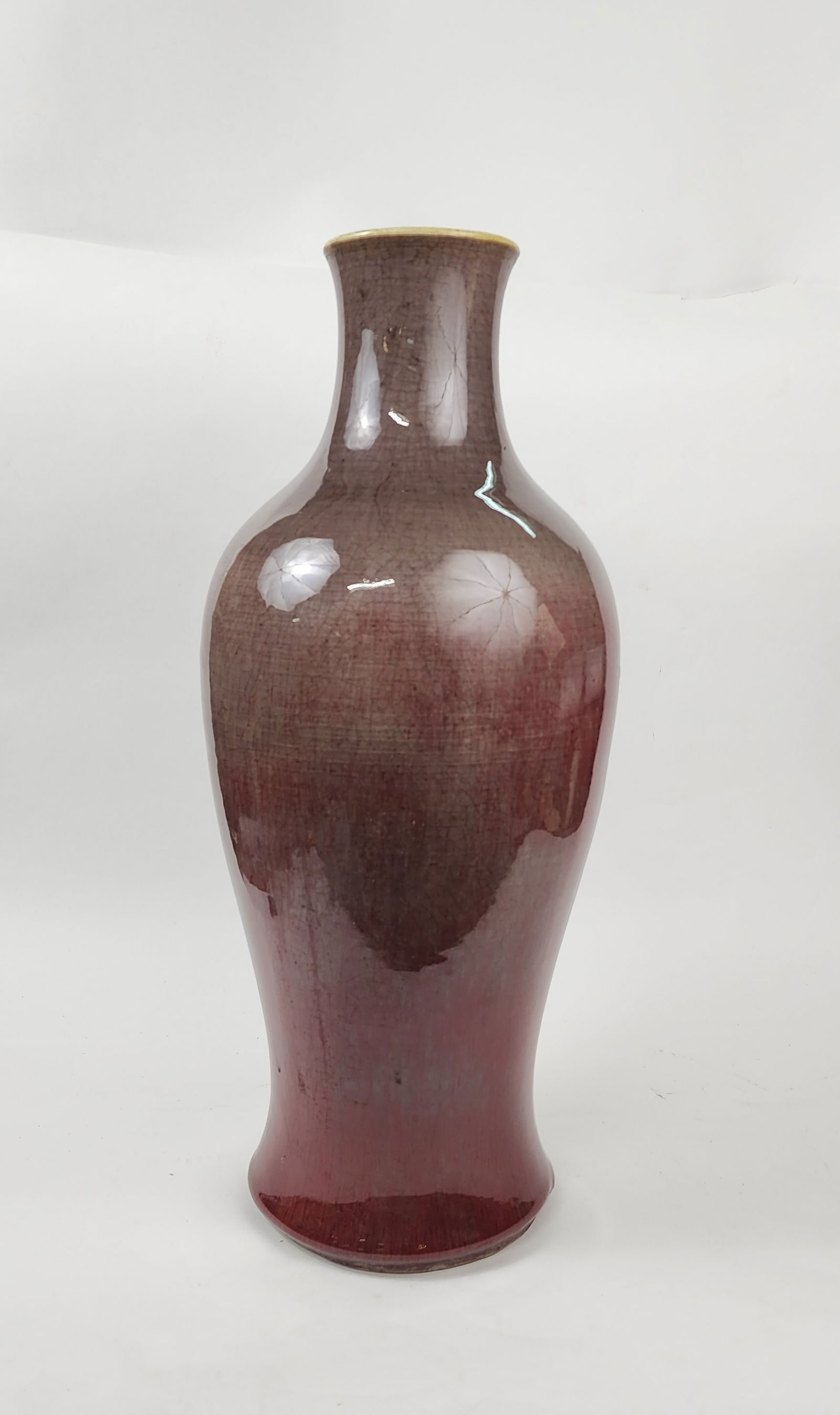 Antique Chinese Copper Red Peach Bloom Glazed Large Porcelain Vase (1 of 10)