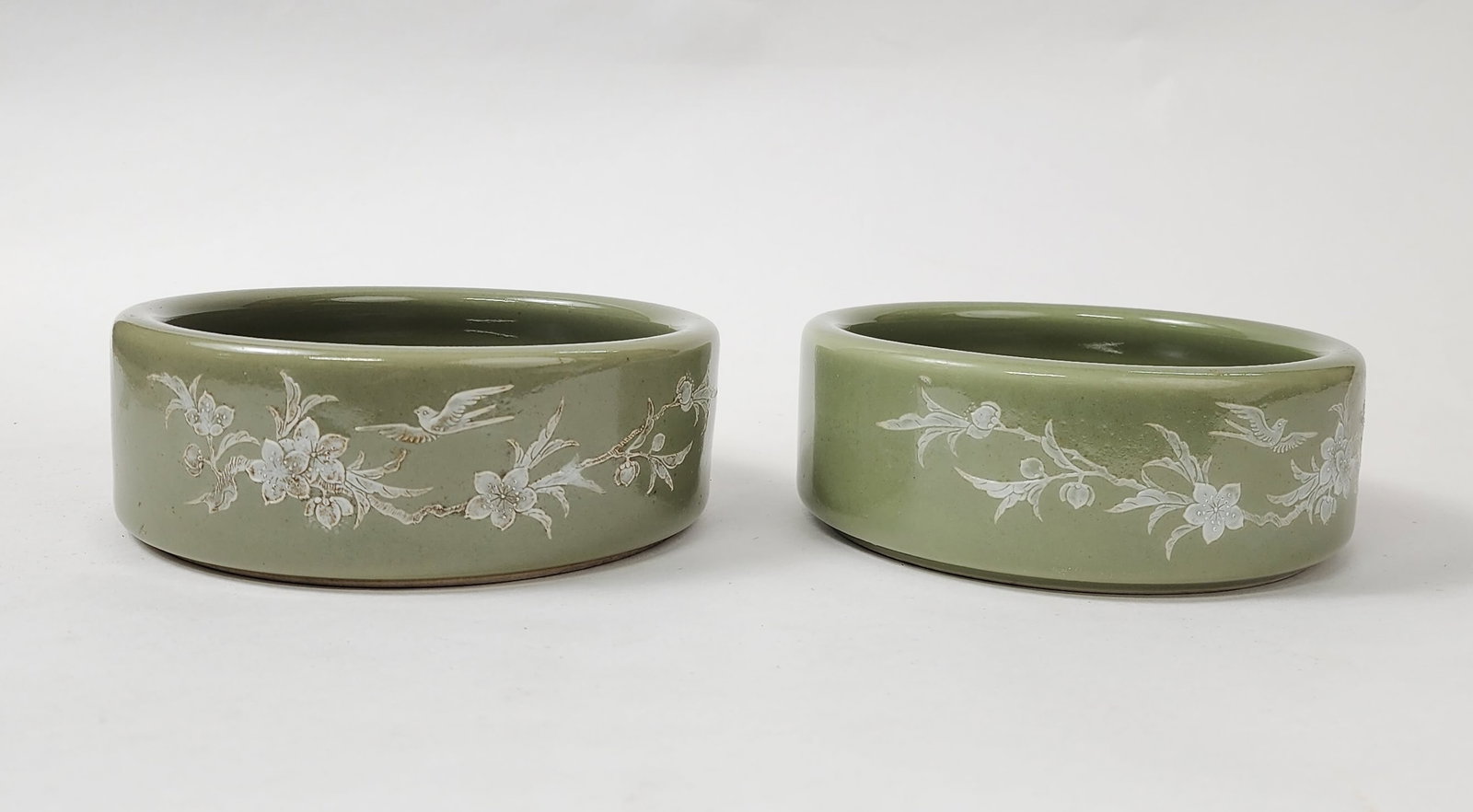 Pair of Chinese Jingdezhen Celadon Glazed & Enameled Bonsai Planters (1 of 6)