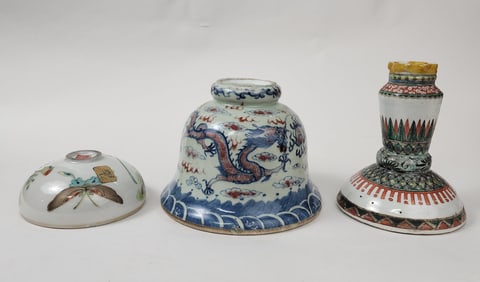 Lot of 3 Antique Chinese Porcelain Objects