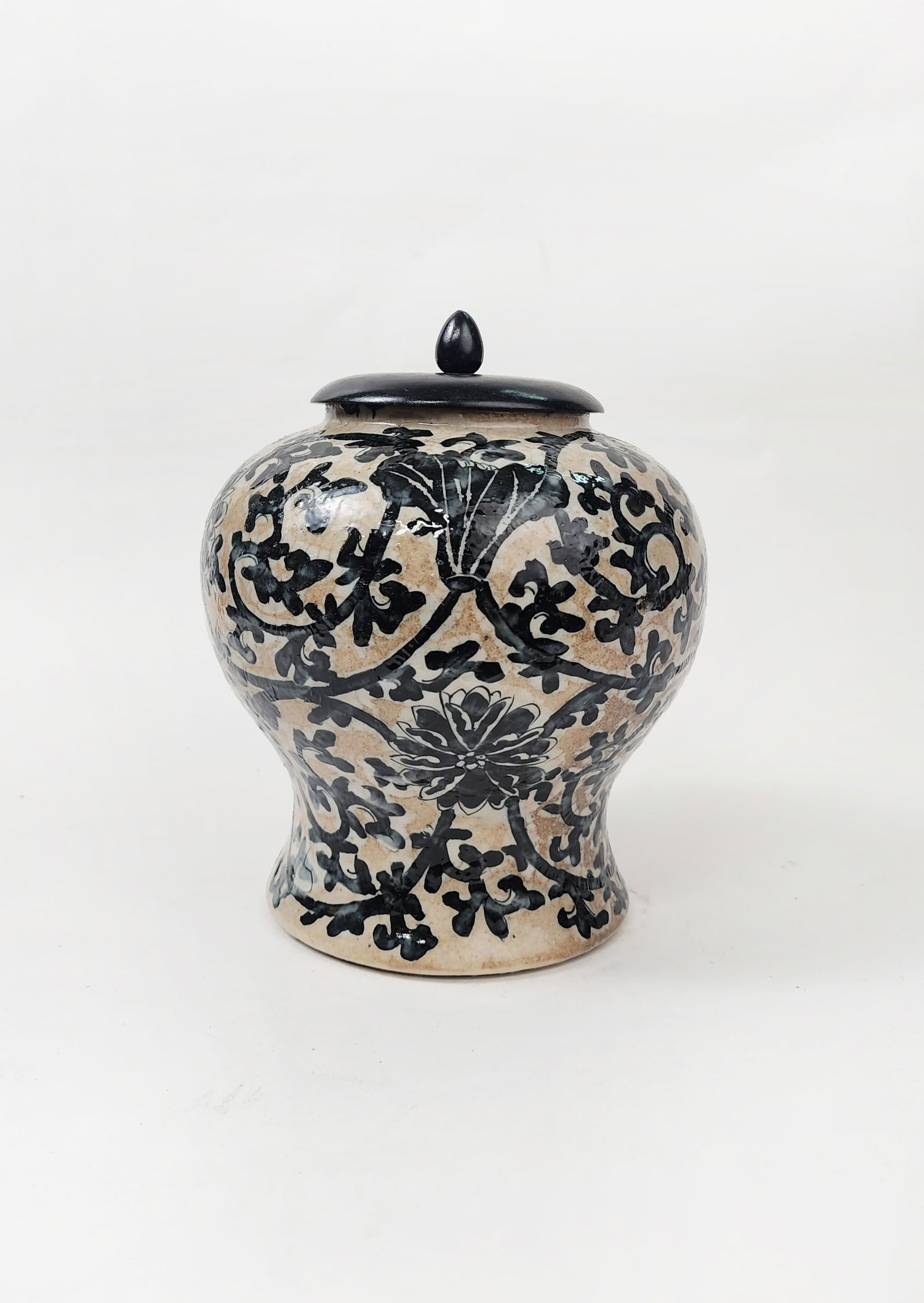 Antique Chinese Black & Crackle Glazed Porcelain Jar (1 of 7)
