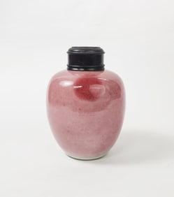 Antique Chinese Peach Bloom Glazed Porcelain Jar