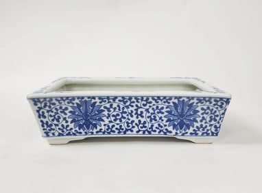 Chinese Export Jingdezhen Blue & White Porcelain Bonsai Planter