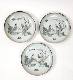 Set of 3 Antique Chinese ROC Famille Rose Porcelain Plates