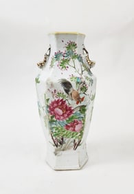 Antique Chinese Qianjiang Porcelain Hexagonal Vase