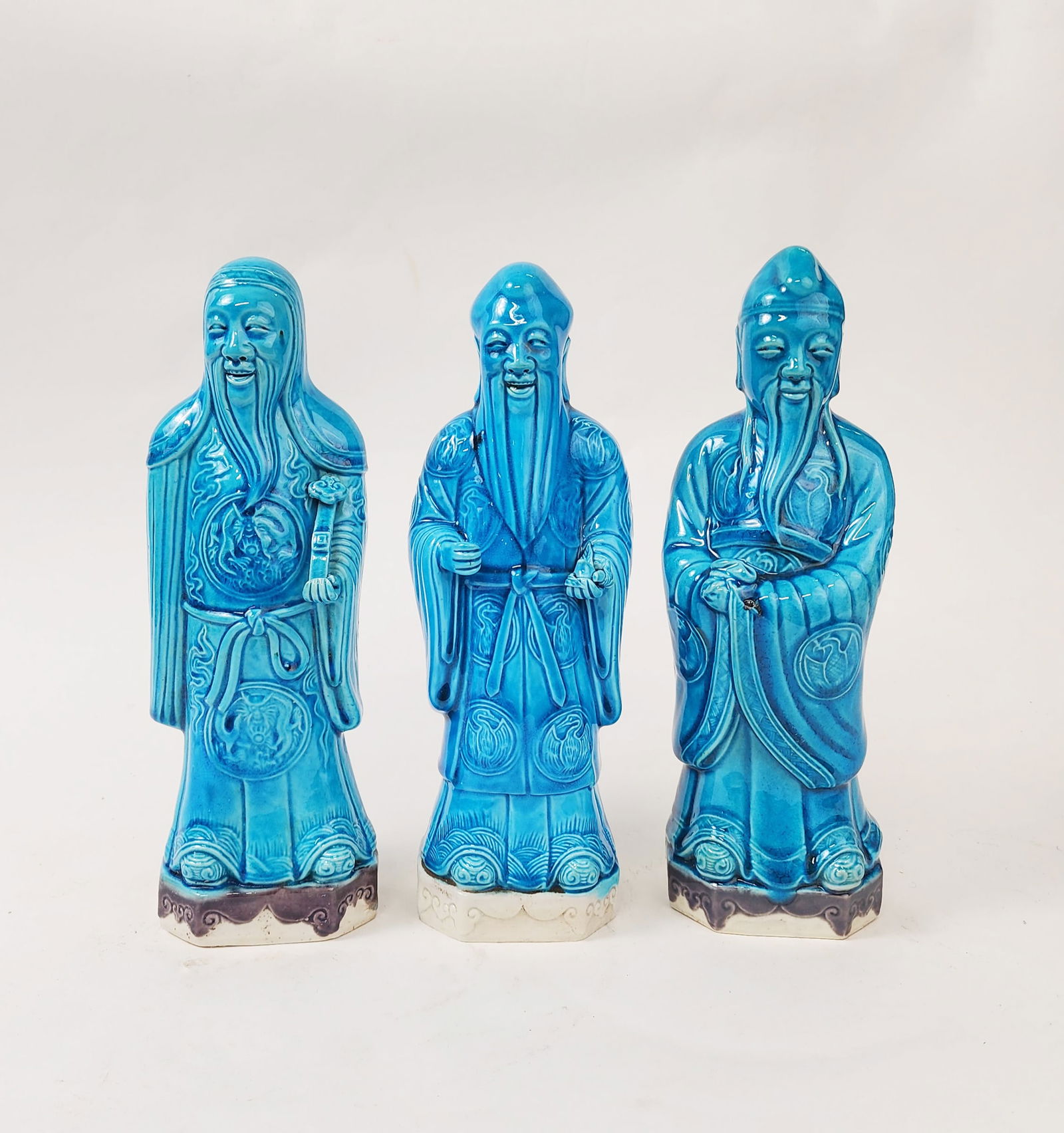 Lot of 3 Chinese Export Turquoise Glazed Immortal Figures (1 of 7)
