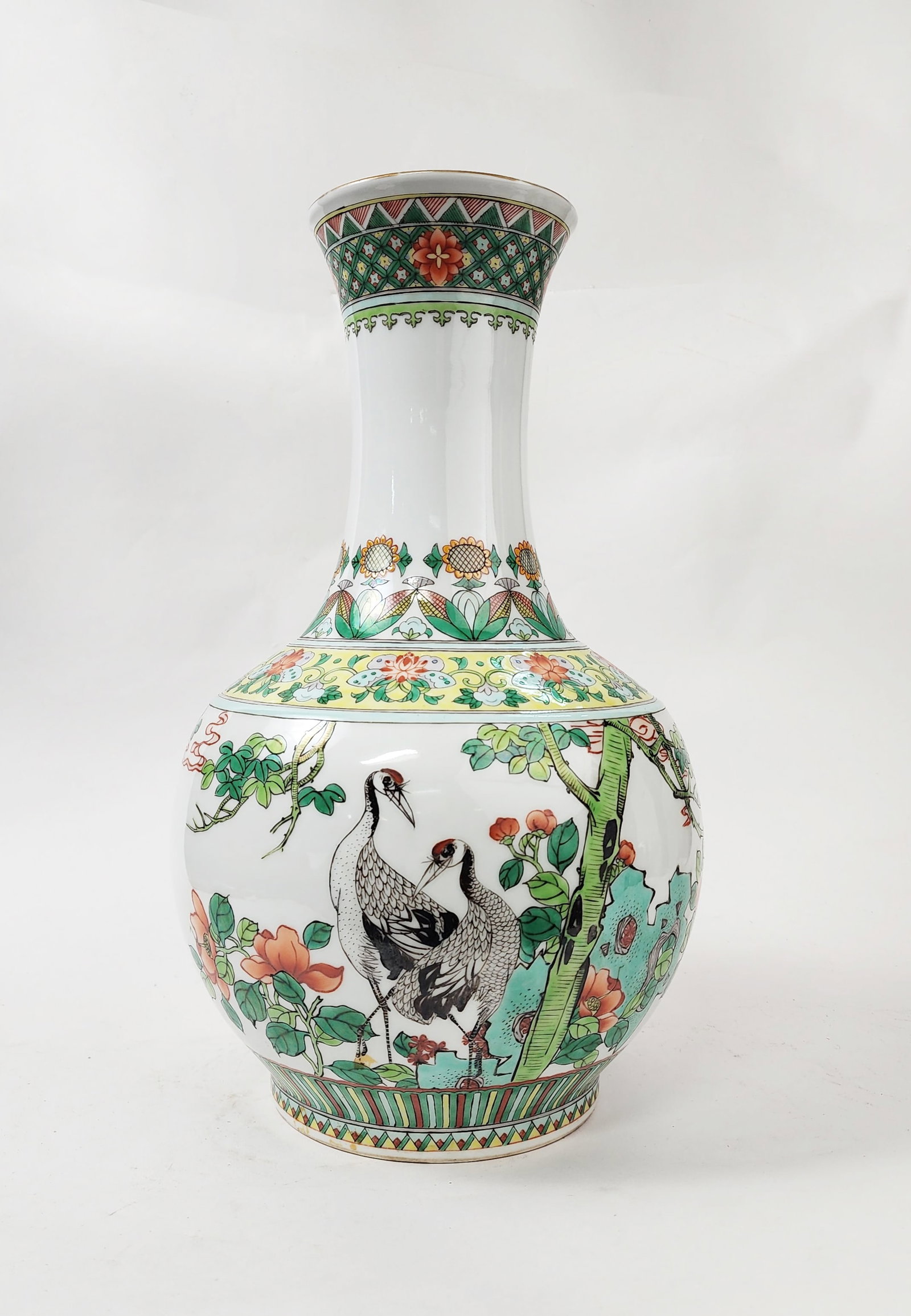 Chinese Export Jingdezhen Famille Rose Porcelain Vase: Chinese Export Jingdezhen Famille Rose Porcelain Vase, h. 15.5 inches, ca. mid 20th century.