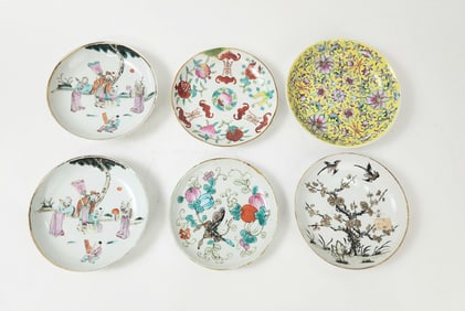Lot of 6 Antique Chinese Famille Rose Porcelain Plates
