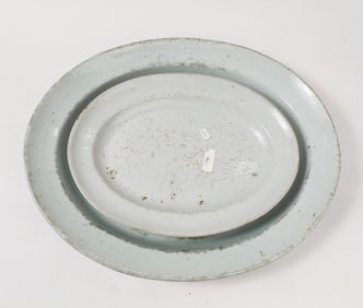 Lot of 2 Chinese White Porcelain Oval Serving Platters