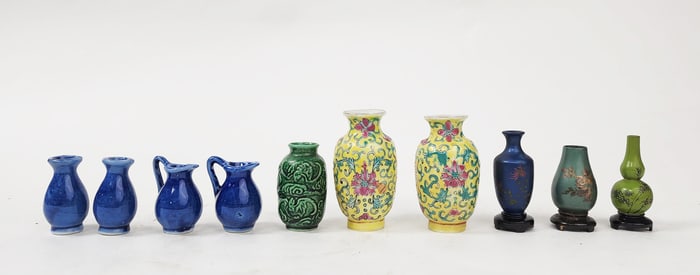 Lot of 10 Chinese Export Miniature Doll House Vases