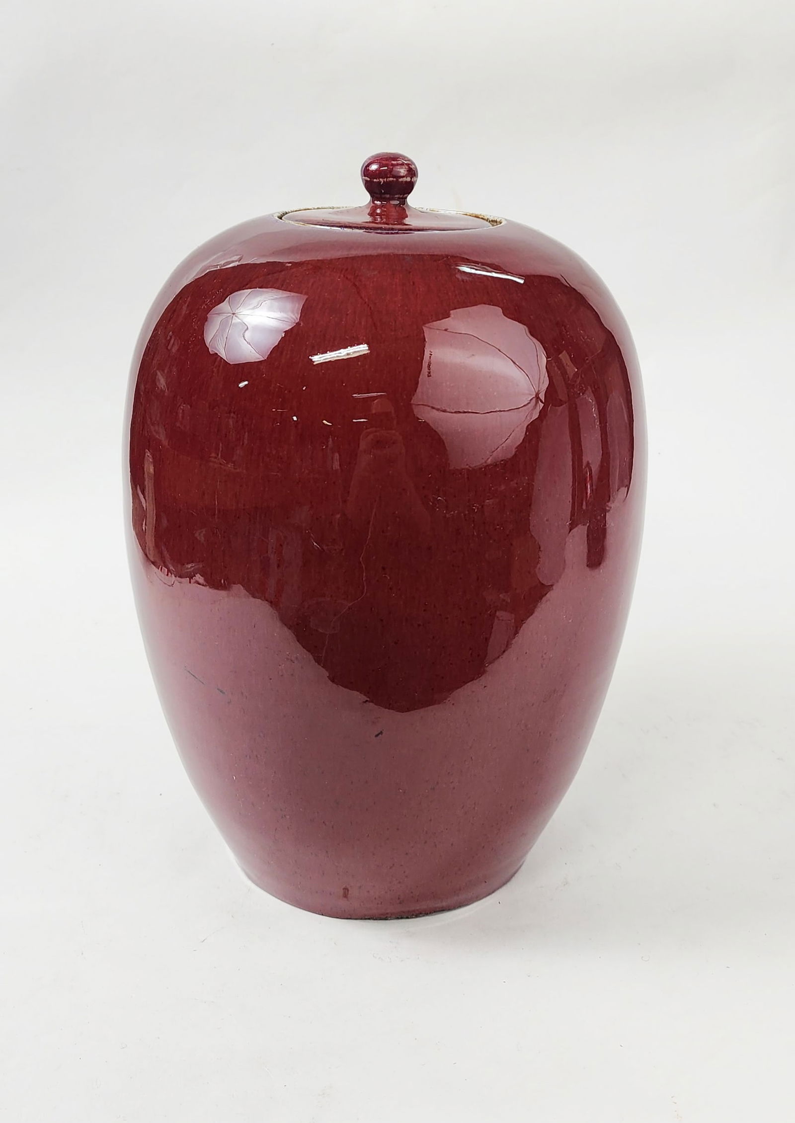 Antique Chinese Red Flambe Glazed Porcelain Ginger Jar (1 of 7)