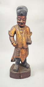 Antique Chinese Carved & Gilt Wood Figural Statue