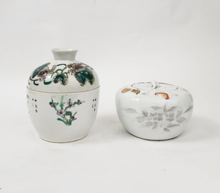Lot of 2 Antique Chinese Porcelain Covered Bowls