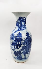 Antique Chinese Blue & White Porcelain Large Vase