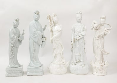 Group of 5 Chinese Blanc de Chine Dehua Porcelain Figures