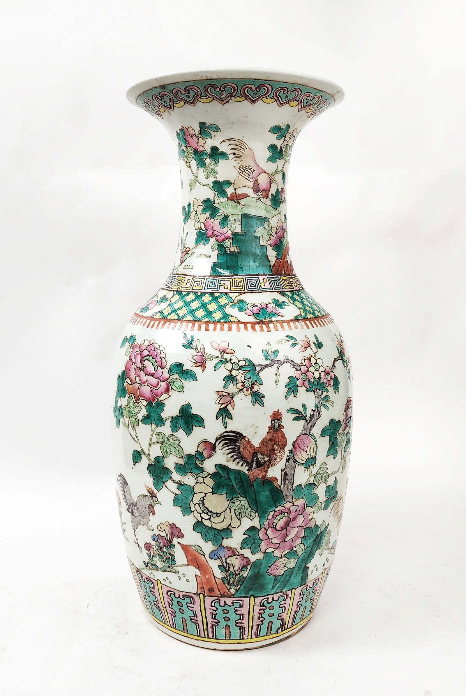 Antique Chinese Famille Rose Porcelain Large Vase with Roosters (1 of 16)