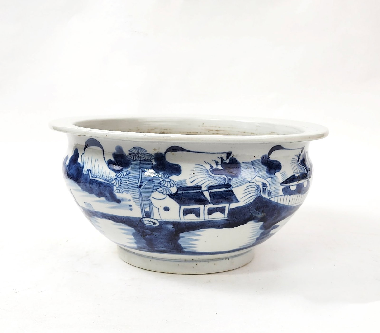Antique Chinese Blue & White Porcelain Bowl: Antique Chinese Blue & White Porcelain Bowl, h. 5.25 inches, d. 10.5 in., ca. 19th century. Provenance: Estate of a New York collector/ dealer. The collection assembled between early 1950s to 1970s.