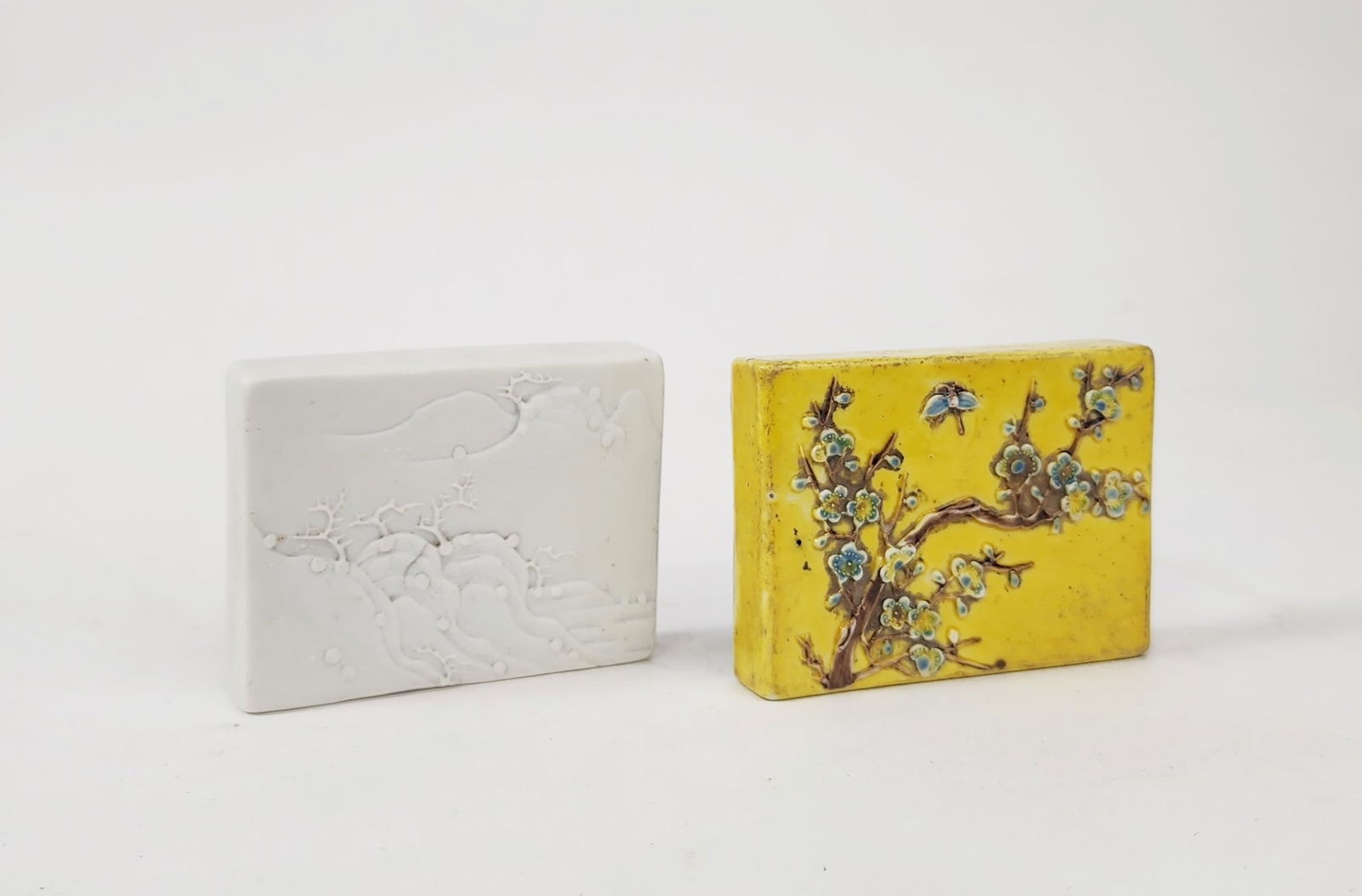 Lot of Two Antique Chinese Porcelain Scholars Ink Stones (1 of 6)