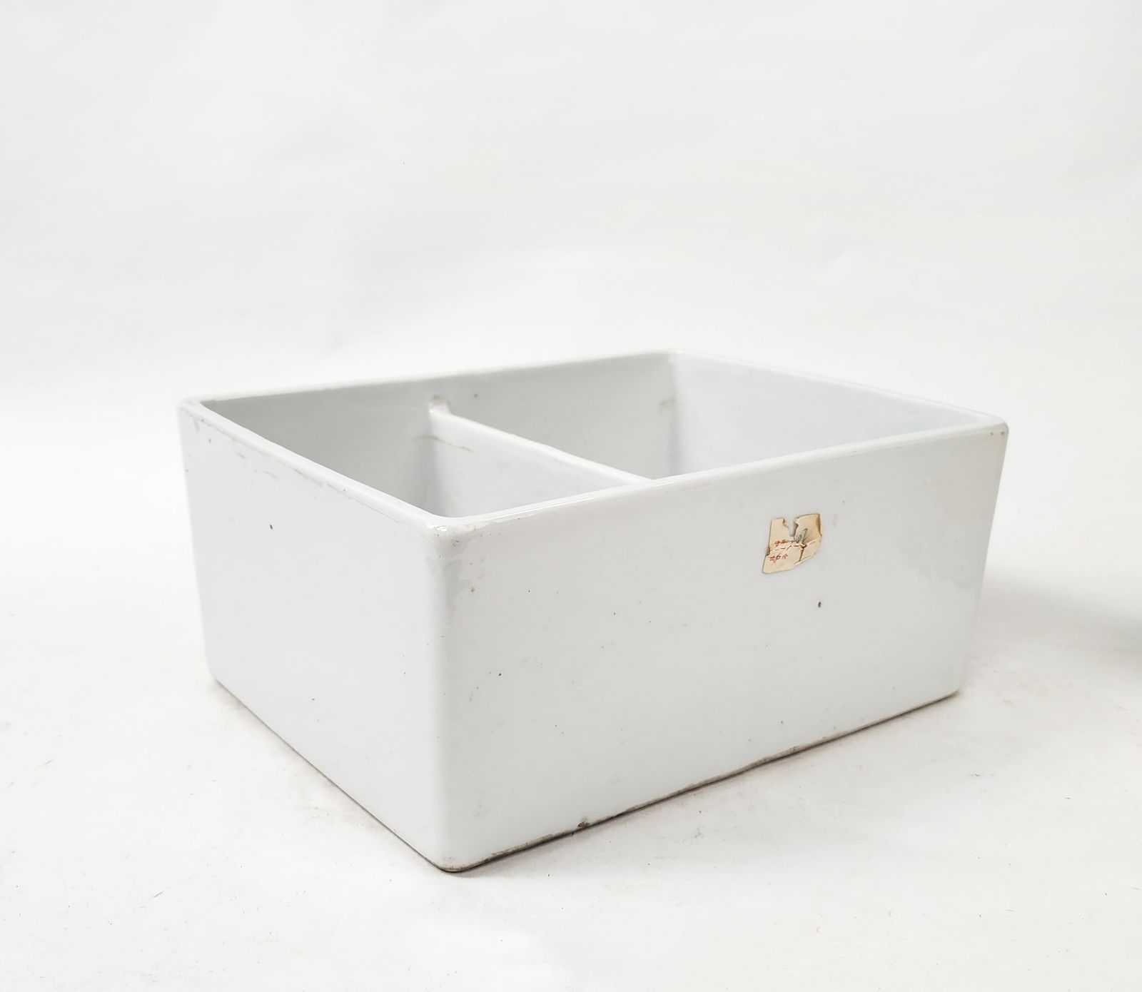 Antique Chinese White Porcelain Rectangular Dish with Two Sections (1 of 7)