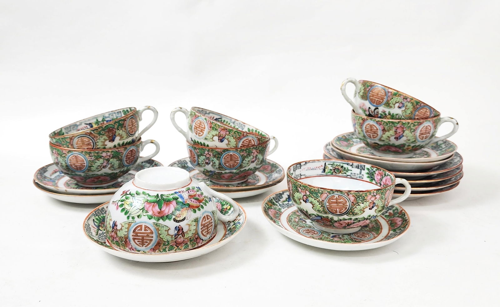 Antique Chinese Export Famille Rose Medallion Porcelain 20 Pcs Tea Set (1 of 20)