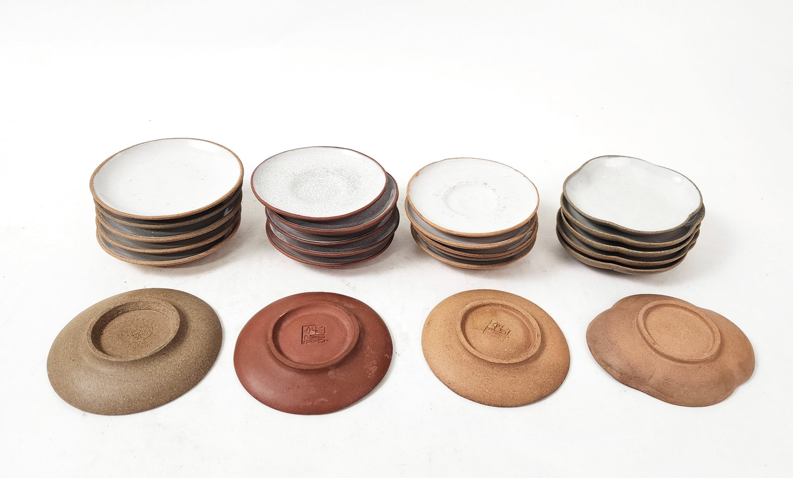 Lot of 24 Antique Chinese Tiehuaxuan & Jinji Marked Yixing Clay Small Dishes (1 of 18)